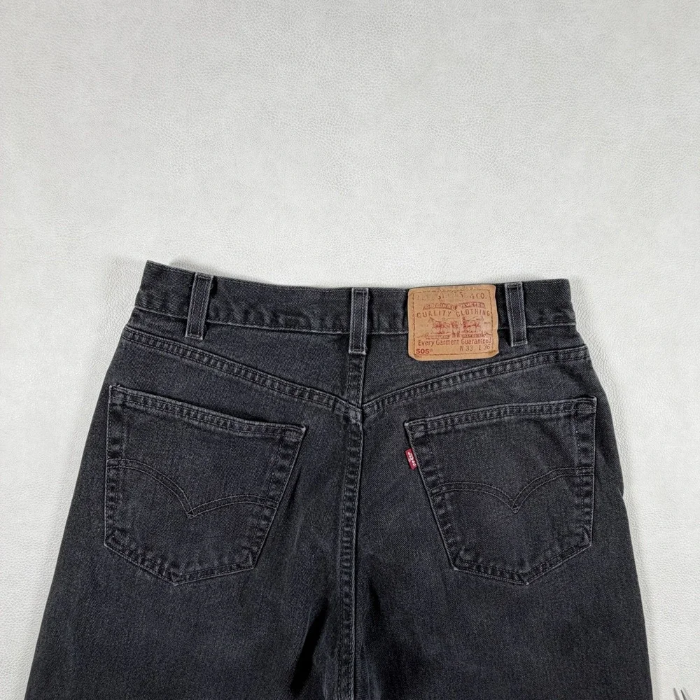 Vintage Levis 505 Mens 30x36 Regular Fit Straight Leg Black Jeans Made in USA